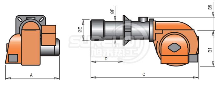 百得BGN390 LX V 變頻技術燃燒器外型尺寸圖